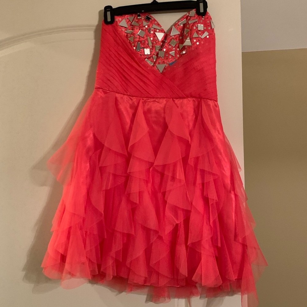 strapless pink/ peach formal dress